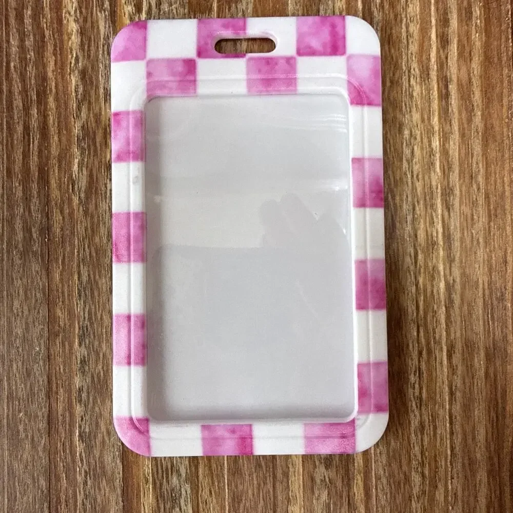 Pink Checkered Badge ID Holder